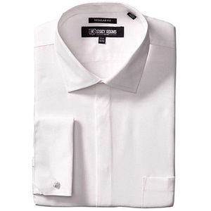 Stacy Adams Solid Dress Shirt (White) Men's Size 14 1/2, 32/33